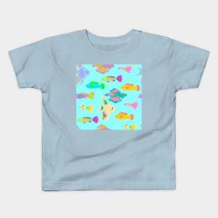 Cute Fishs Kids Cartoon Vector Pattern Seamless Kids T-Shirt